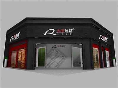 120平米展臺設(shè)計制作：一面開口/現(xiàn)代/木質(zhì)結(jié)構(gòu)/黑色，為建材展展商而作（免費使用）