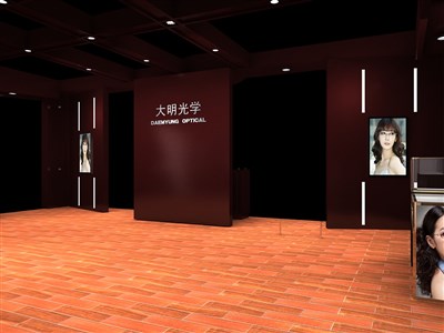 120平米展臺設(shè)計制作：二面開口/現(xiàn)代/木質(zhì)結(jié)構(gòu)/咖啡色，為眼鏡展展商而作（免費使用）