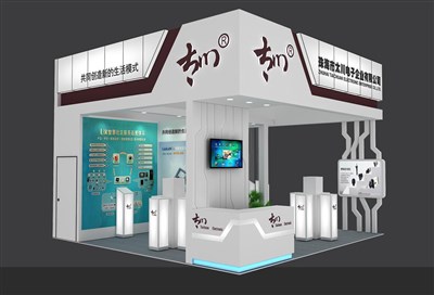 36平米展臺設(shè)計(jì)制作：三面開口/現(xiàn)代/木質(zhì)結(jié)構(gòu)/白色，為安防展展商而作（免費(fèi)使用）