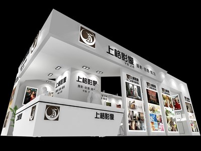 60平米展臺設(shè)計(jì)制作：三面開口/現(xiàn)代/木質(zhì)結(jié)構(gòu)/白色，為美博會展商而作（免費(fèi)使用）