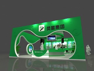 99平米展臺設(shè)計(jì)制作：二面開口/現(xiàn)代/木質(zhì)結(jié)構(gòu)/綠色，為食品展展商而作（免費(fèi)使用）