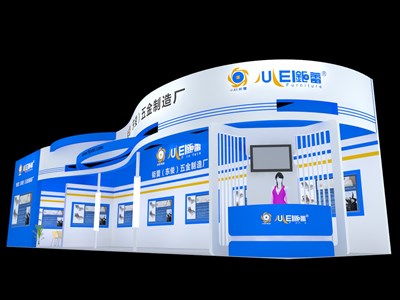 72平米展臺設(shè)計(jì)制作：二面開口/現(xiàn)代/木質(zhì)結(jié)構(gòu)/藍(lán)色，為機(jī)械展展商而作（免費(fèi)使用）