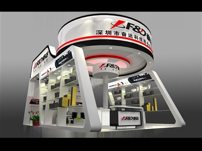 54平米展臺設(shè)計制作：二面開口/現(xiàn)代/木質(zhì)結(jié)構(gòu)/白色，為安防展展商而作（免費使用）