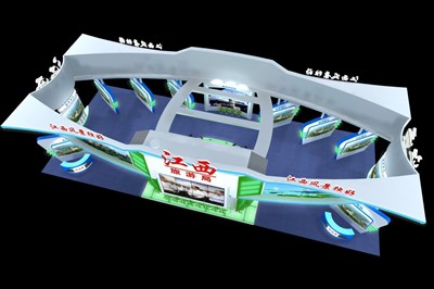 297平米展臺(tái)設(shè)計(jì)制作：四面開口/前衛(wèi)/型材結(jié)構(gòu)/白色，為旅游展展商而作（免費(fèi)使用）