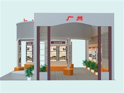 135平米展臺設(shè)計(jì)制作：三面開口/現(xiàn)代/型材結(jié)構(gòu)/灰色，為旅游展展商而作（免費(fèi)使用）