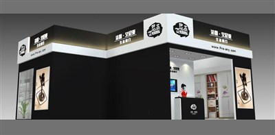 81平米展臺設(shè)計制作：一面開口/現(xiàn)代/木質(zhì)結(jié)構(gòu)/黑色，為建材展展商而作（免費使用）